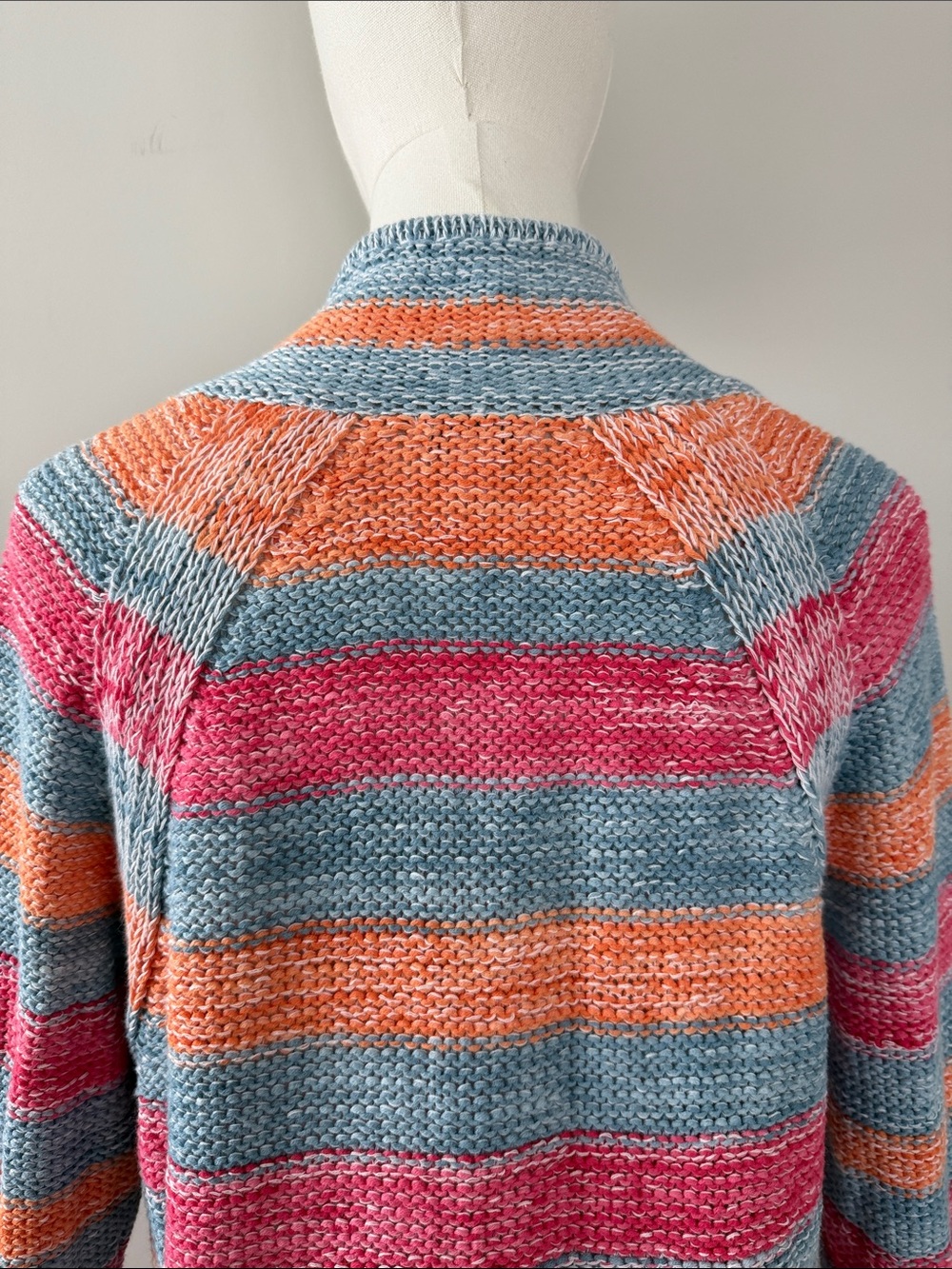 J. Jill Coastal Striped Cotton Linen Knit Sweater High Low Hem Size M - Picture 8 of 14